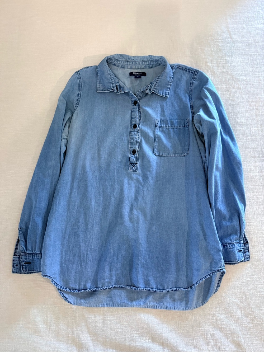 Old Navy Light Blue Denim Henley Shirt
